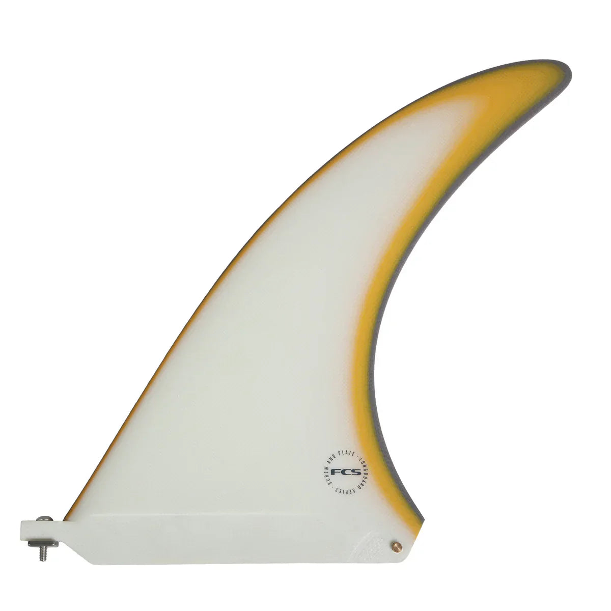 fcs-flow-fin-screw-and-plate-mango-clear-white-surfboard-longboard-fin-PG-performance-glass-galway-ireland-blacksheepsurfco-10.5-inch