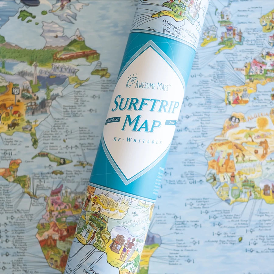 Awesome Maps- World Surf Trip Map Green Edition